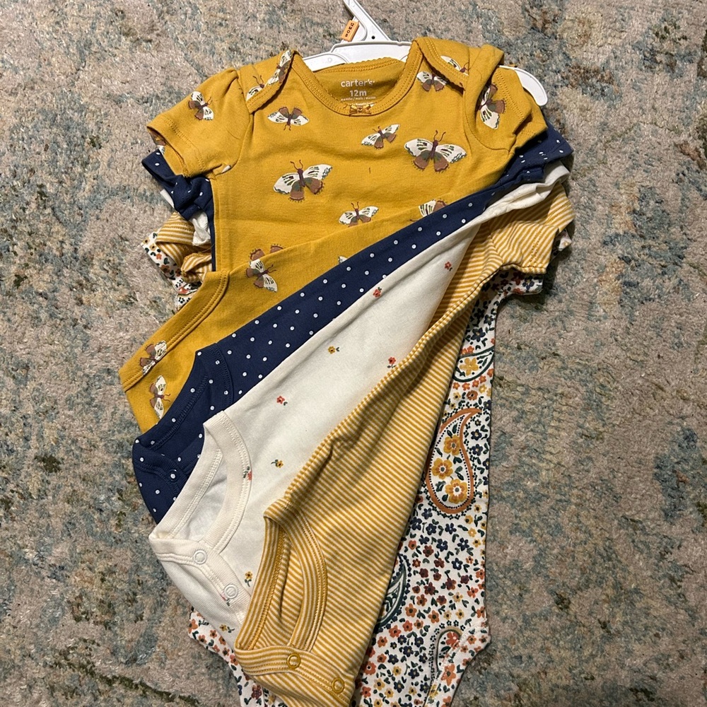 Carter's Baby Bodysuit Set - Mustard, Navy, Cream